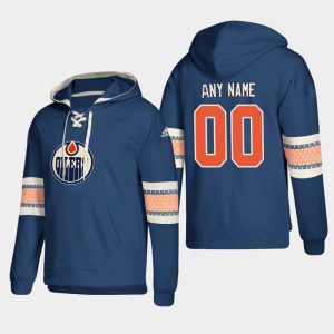 Magnificent Edmonton Oilers Personalized Lace Up Pullover Hoodie Royal