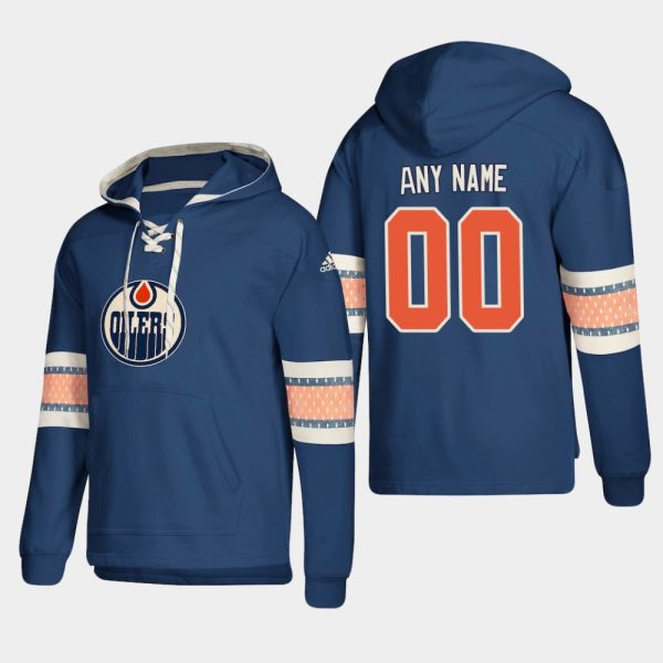 Magnificent Edmonton Oilers Personalized Lace Up Pullover Hoodie Royal