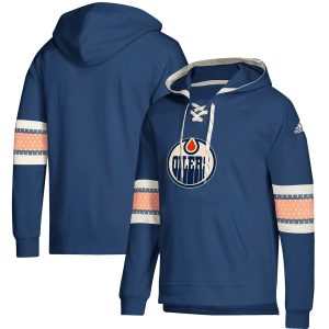 First - rate Edmonton Oilers adidas Jersey Lace Up Pullover Hoodie Royal