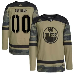 Exquisite Edmonton Oilers adidas Logo Military Appreciation Team Authentic Custom Practice Jersey   Camo