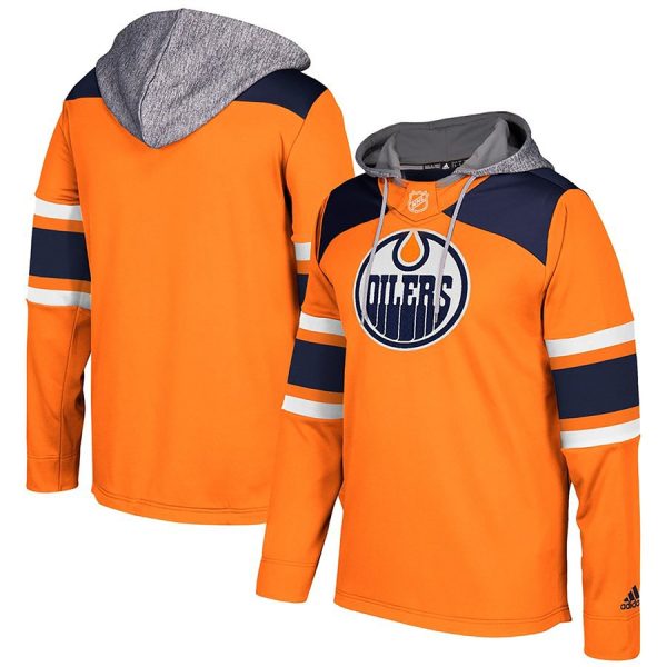 Outstanding Edmonton Oilers adidas Silver Jersey Pullover Hoodie Orange