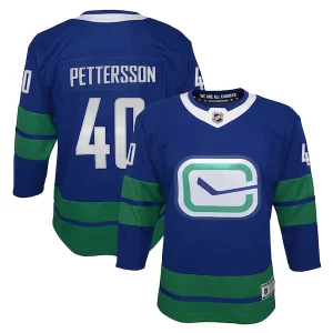 Stunning Elias Pettersson Vancouver Canucks Youth Royal 2019/20 Alternate Premier Player Jersey