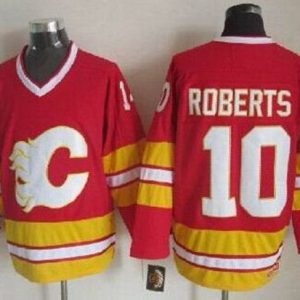 Gorgeous Flames #10 Gary Roberts Red CCM Throwback Stitched NHL Jersey