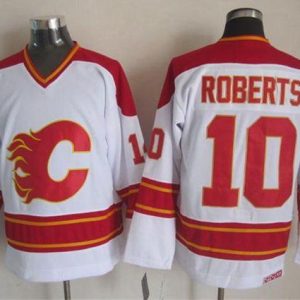 Stunning Flames #10 Gary Roberts White CCM Throwback Stitched NHL Jersey