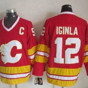 Outstanding Flames #12 Jarome Iginla Red CCM Throwback Stitched NHL Jersey