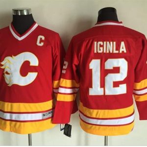 Exceptional Flames #12 Jarome Iginla Red CCM Throwback Stitched Youth NHL Jersey