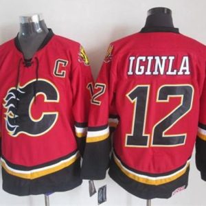 Outstanding Flames #12 Jarome Iginla Red/Black CCM Throwback Stitched NHL Jersey