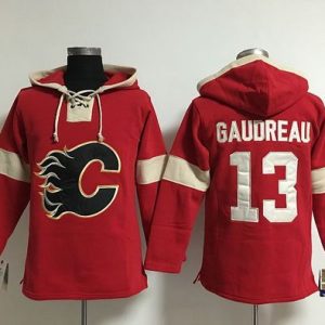 First - rate Flames #13 Johnny Gaudreau Red Pullover NHL Hoodie