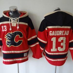 Superior Flames #13 Johnny Gaudreau Red Sawyer Hooded Sweatshirt Stitched NHL Jersey