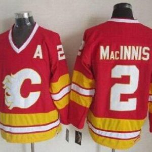 Outstanding Flames #2 Al MacInnis Red CCM Throwback Stitched NHL Jersey