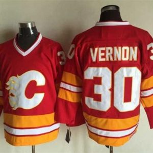 First - rate Flames #30 Mike Vernon Red CCM Throwback Stitched NHL Jersey