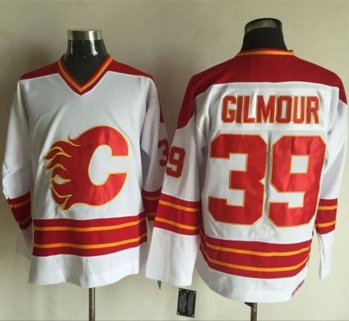 Outstanding Flames #39 Doug Gilmour White CCM Throwback Stitched NHL Jersey