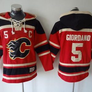 Magnificent Flames #5 Mark Giordano Red Sawyer Hooded Sweatshirt Stitched NHL Jersey