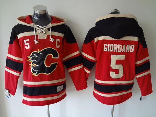 Magnificent Flames #5 Mark Giordano Red Sawyer Hooded Sweatshirt Stitched NHL Jersey