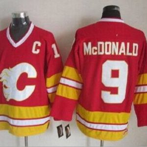 Outstanding Flames #9 Lanny McDonald Red CCM Throwback Stitched NHL Jersey