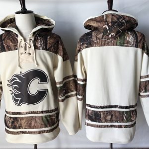 Magnificent Flames Blank Cream Camo NHL Hoodie