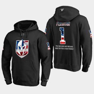 Exceptional Golden Knights #1 Dylan Ferguson NHL Banner Wave Usa Flag Black Hoodie