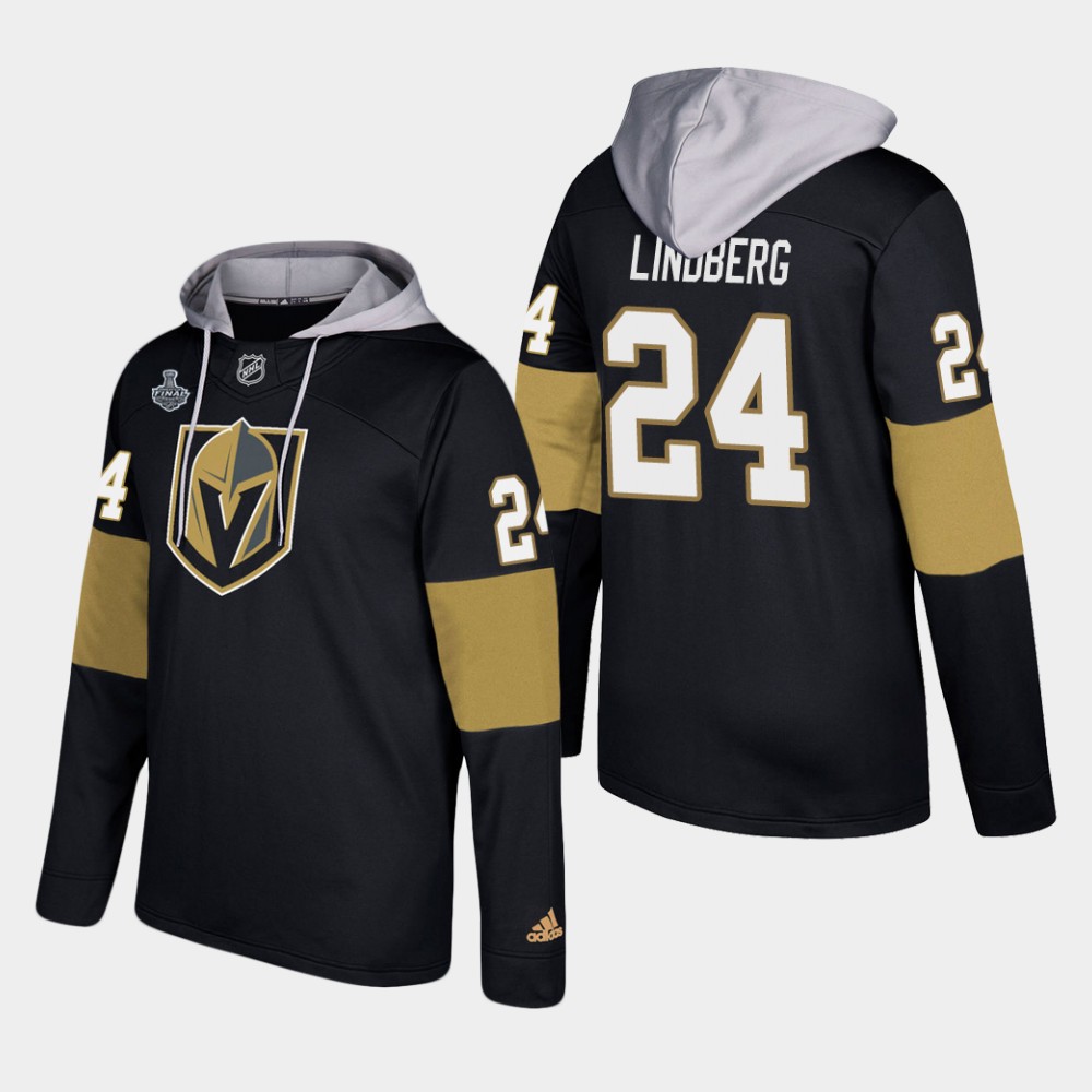 Premium Golden Knights #24 Oscar Lindberg Black 2018 Stanley Cup Final Name And Number Hoodie