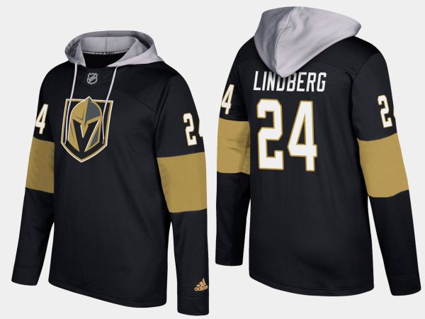 Splendid Golden Knights #24 Oscar Lindberg Black Name And Number Hoodie