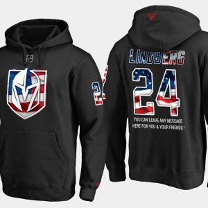 Superior Golden Knights #24 Oscar Lindberg NHL Banner Wave Usa Flag Black Hoodie