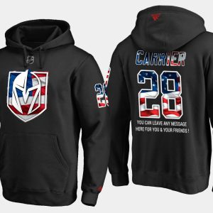 Premium Golden Knights #28 William Carrier NHL Banner Wave Usa Flag Black Hoodie