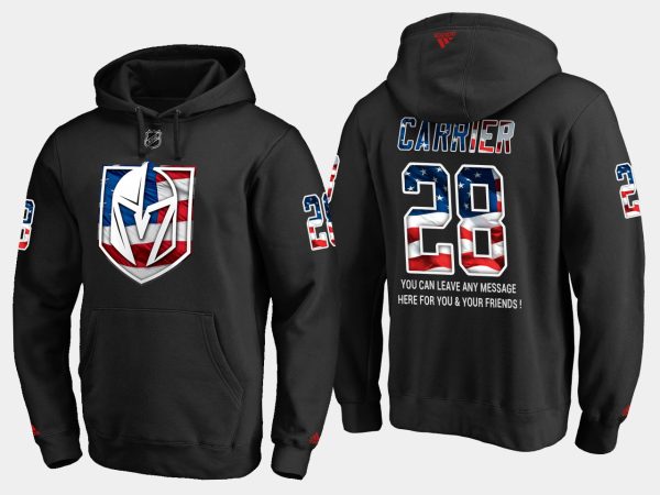Premium Golden Knights #28 William Carrier NHL Banner Wave Usa Flag Black Hoodie