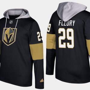 Exceptional Golden Knights #29 Marc Andre Fleury Black Name And Number Hoodie