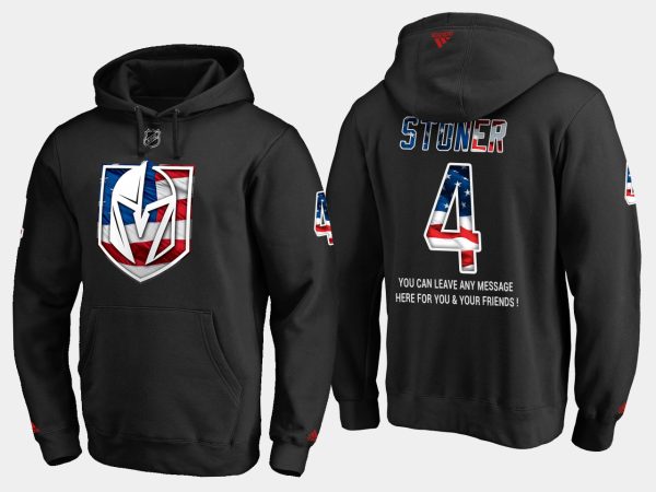 Exceptional Golden Knights #4 Clayton Stoner NHL Banner Wave Usa Flag Black Hoodie
