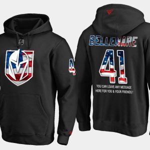 Exquisite Golden Knights #41 Pierre Edouard NHL Banner Wave Usa Flag Black Hoodie