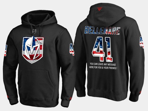 Exquisite Golden Knights #41 Pierre Edouard NHL Banner Wave Usa Flag Black Hoodie