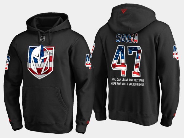 First - rate Golden Knights #47 Luca Sbisa NHL Banner Wave Usa Flag Black Hoodie