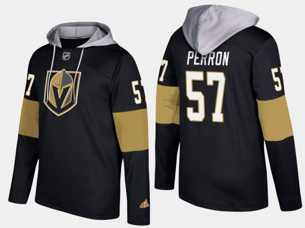 Stunning Golden Knights #57 David Perron Black Name And Number Hoodie