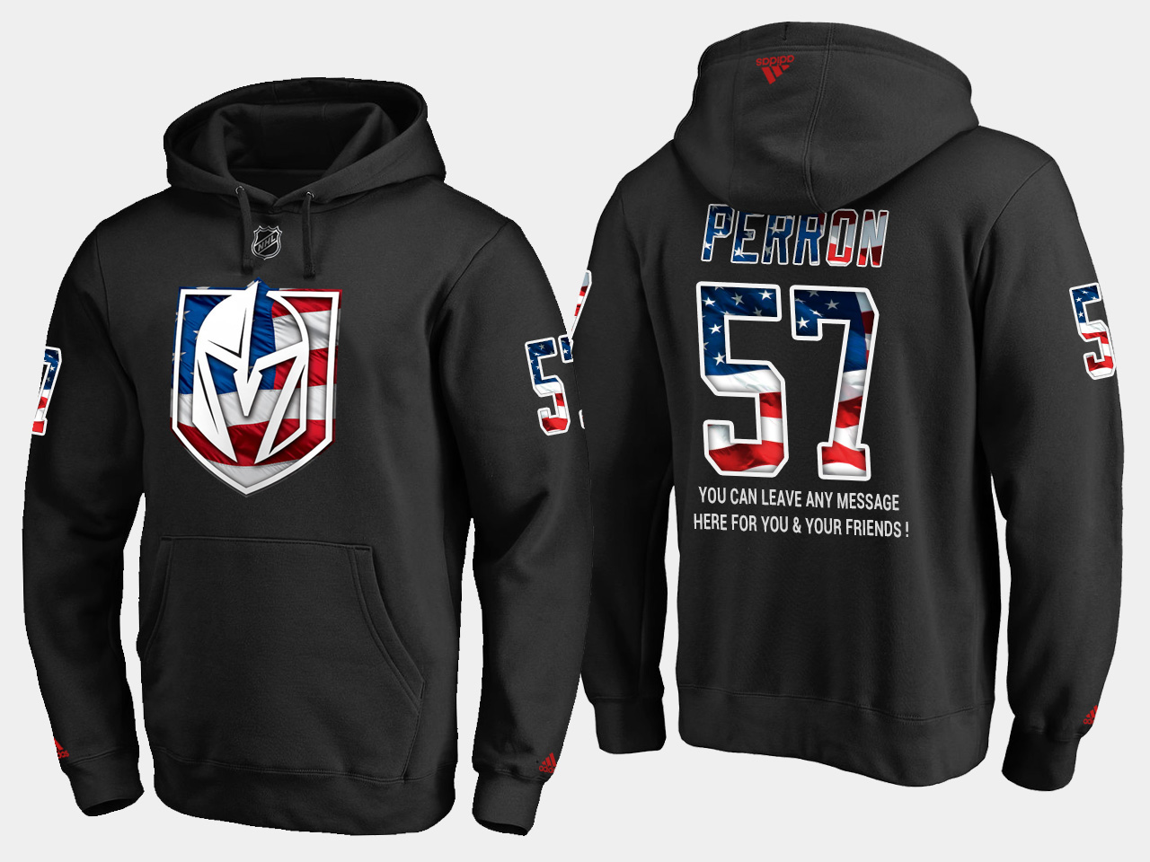 Magnificent Golden Knights #57 David Perron NHL Banner Wave Usa Flag Black Hoodie
