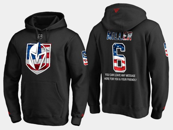 Exceptional Golden Knights #6 Colin Miller NHL Banner Wave Usa Flag Black Hoodie