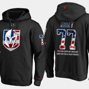 Stunning Golden Knights #77 Brad Hunt NHL Banner Wave Usa Flag Black Hoodie