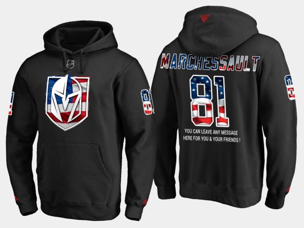 Magnificent Golden Knights #81 Jonathan Marchessault NHL Banner Wave Usa Flag Black Hoodie