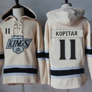 Exquisite Kings #11 Anze Kopitar Cream Sawyer Hooded Sweatshirt Stitched NHL Jersey