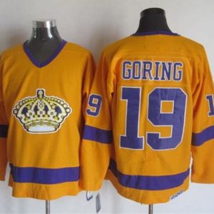First - rate Kings #19 Butch Goring Yellow/Purple CCM Throwback Stitched NHL Jersey