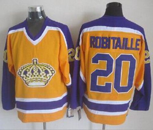Gorgeous Kings #20 Luc Robitaille Yellow CCM Throwback Stitched NHL Jersey