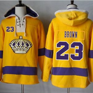 Outstanding Kings #23 Dustin Brown Gold Sawyer Hooded Sweatshirt Stitched NHL Jersey