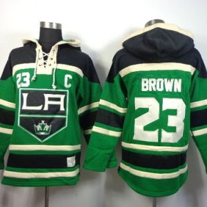 First - rate Kings #23 Dustin Brown Green St. Patrick's Day McNary Lace Hoodie Stitched NHL Jersey