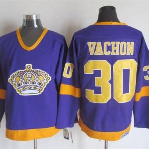 First - rate Kings #30 Rogie Vachon Purple/Yellow CCM Throwback Stitched NHL Jersey