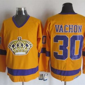 Superior Kings #30 Rogie Vachon Yellow/Purple CCM Throwback Stitched NHL Jersey