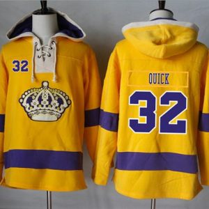 Superior Kings #32 Jonathan Quick Gold Sawyer Hooded Sweatshirt Stitched NHL Jersey