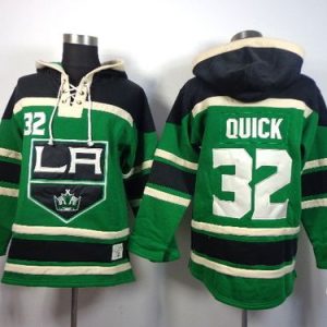 Superior Kings #32 Jonathan Quick Green St. Patrick's Day McNary Lace Hoodie Stitched NHL Jersey
