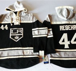 Premium Kings #44 Robyn Regehr Black Sawyer Hooded Sweatshirt Stitched NHL Jersey
