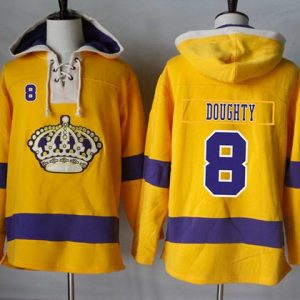 Gorgeous Kings #8 Drew Doughty Gold Sawyer Hooded Sweatshirt Stitched NHL Jersey
