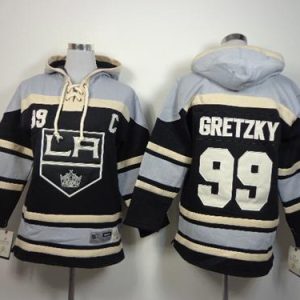 Stunning Kings #99 Wayne Gretzky Black Sawyer Hooded Sweatshirt Stitched Youth NHL Jersey