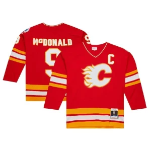 Superior Lanny McDonald Calgary Flames Captain Patch 1988/89 Blue Line Player Jersey   Red