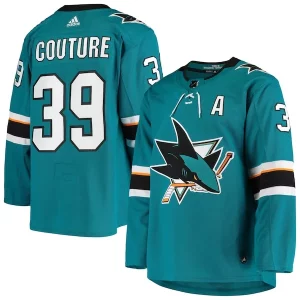 Premium Logan Couture San Jose Sharks adidas Home Authentic Alternate Captain Player Jersey   Teal